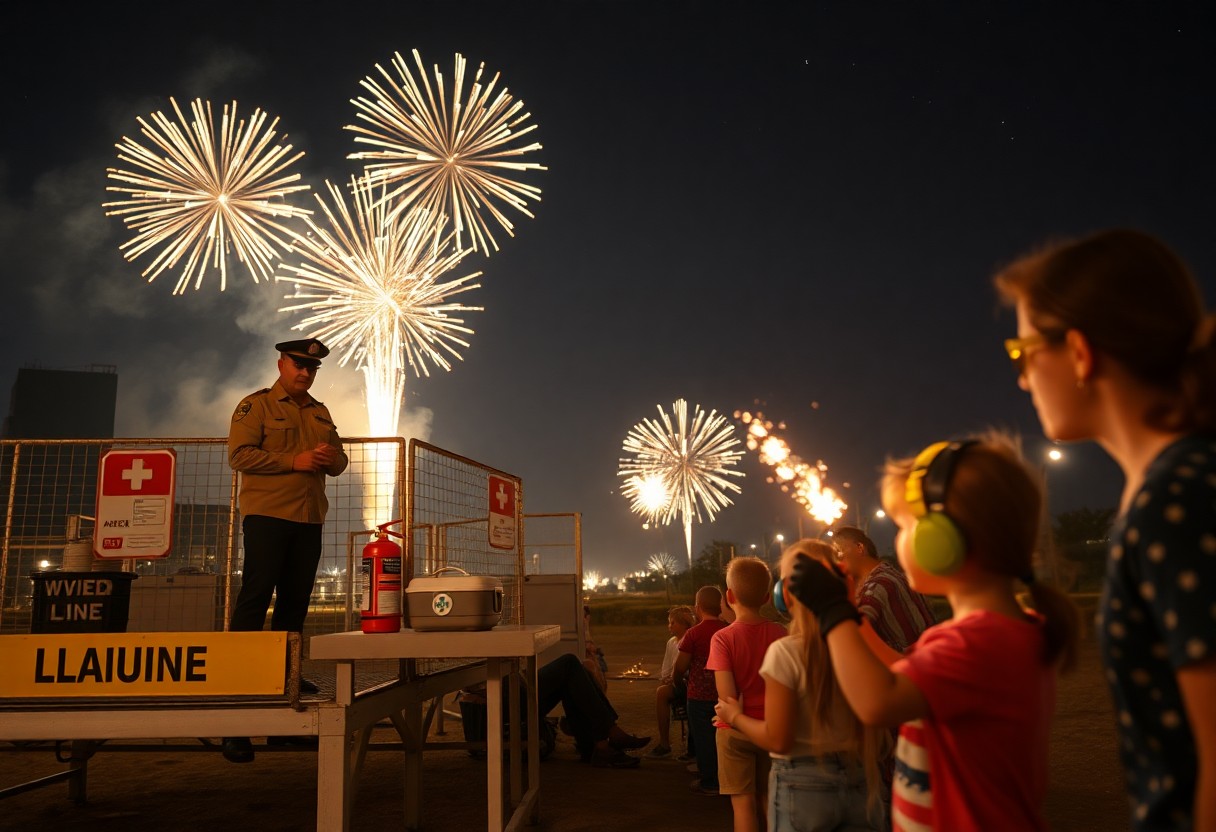 Spectateurs devant un feu d’artifice