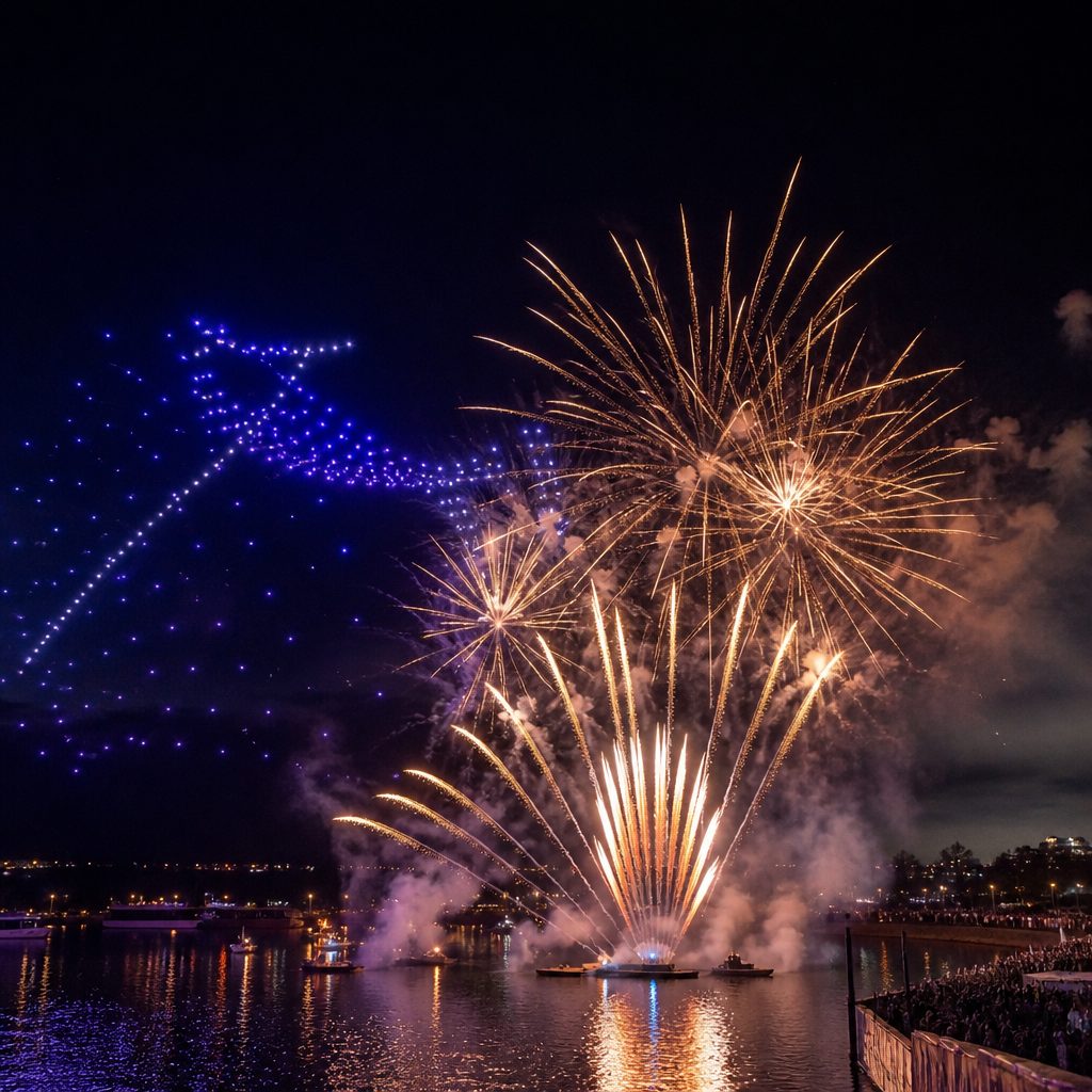 comment pr parer le brief d un spectacle hybride drones et feu d artifice 2 - Comment préparer le brief d’un spectacle hybride drones et feu d’artifice ? - Pyrotechnie.com – Feux d’artifice et culture pyrotechnique Comment préparer le brief d’un spectacle hybride drones et feu d’artifice ?