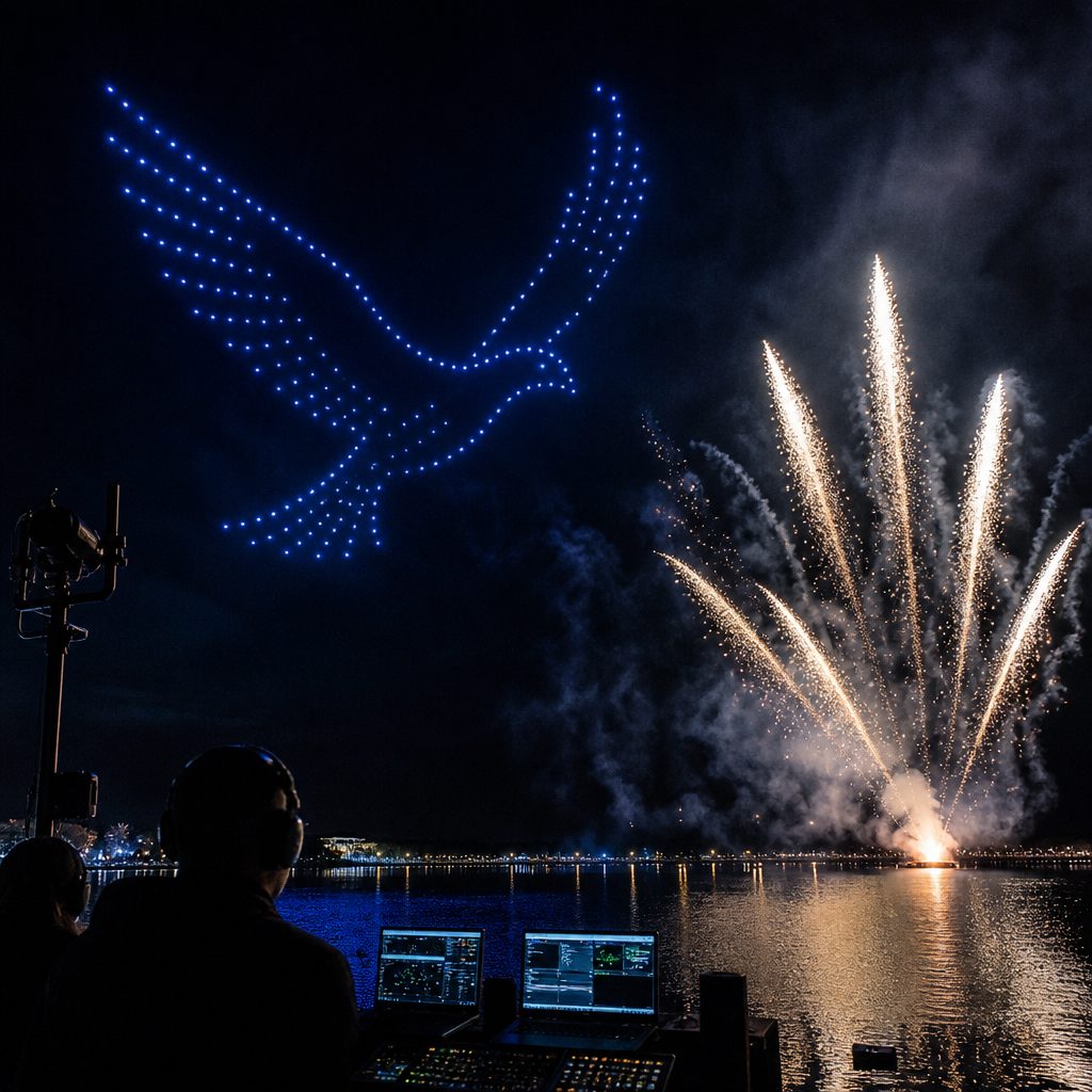 comment pr parer le brief d un spectacle hybride drones et feu d artifice 3 - Comment préparer le brief d’un spectacle hybride drones et feu d’artifice ? - Pyrotechnie.com – Feux d’artifice et culture pyrotechnique Comment préparer le brief d’un spectacle hybride drones et feu d’artifice ?